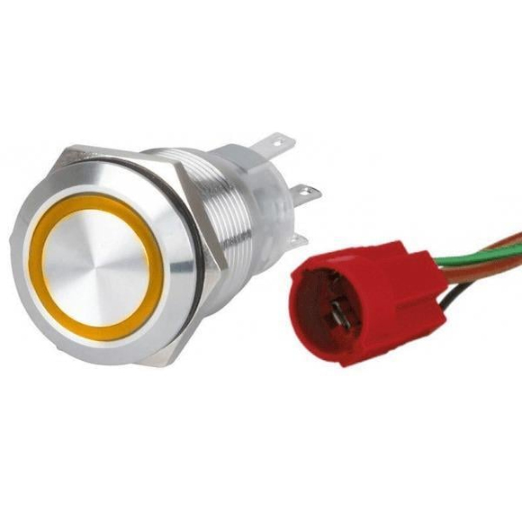 Krom Led Buton ON-OFF Turuncu 12-24V