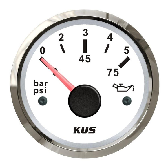 KUS Yağ Göstergesi 5 Bar Beyaz 12/24V 52mm