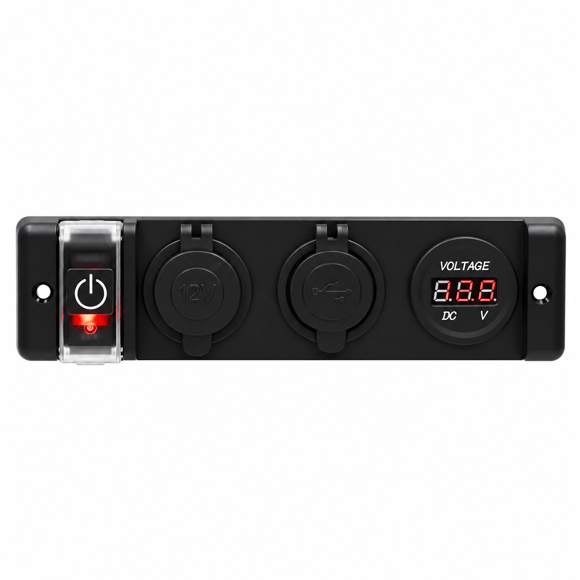 Labarka 3lü Panel USB + Çakmaklık + Voltmetre