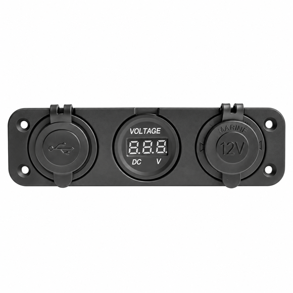 Labarka 3lü Panel USB + Çakmaklık + Voltmetre
