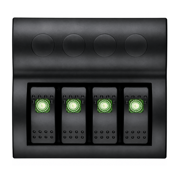 Labarka 4'lü Switch Panel Otomatik Sigortalı Yeşil LED'li 12-24V