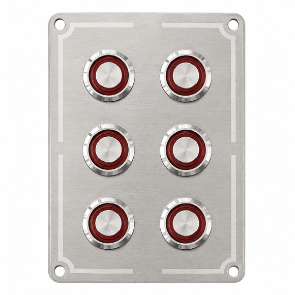 Labarka 6lı Krom Switch Panel Sigortalı Kırmızı LEDli 12-24V