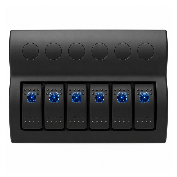 Labarka 6'lı Switch Panel Otomatik Sigortalı Mavi LED'li 12-24V