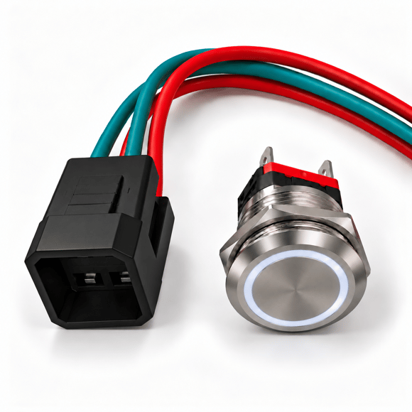 Labarka Beyaz LED'li Krom Buton (On)-Off 22 mm 15A 12/24V