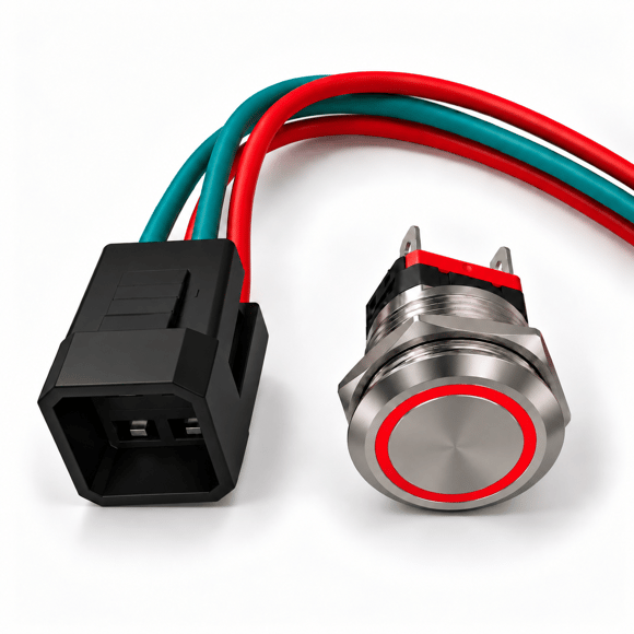 Labarka Kırmızı LED'li Krom Buton On-Off 22 mm 15A 12/24V