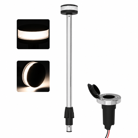 Labarka LED Krom Bayrak Direği Soketli 12V 60 cm