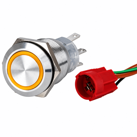 Labarka Turuncu LED'li Krom Buton On-Off 19 mm 15A 12/24V