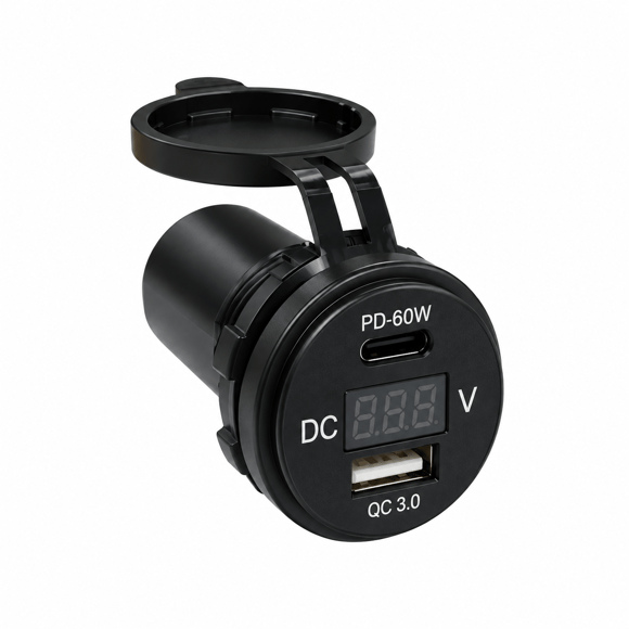 Labarka USB + Type-C + Voltmetre Soketi 12/24V