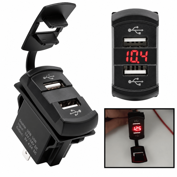 Labarka USB + Voltmetre Soketi 12/24V