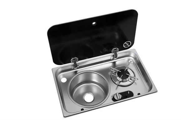 Navy Load Cam Kapaklı Ocak ve Sol Evye NL24001