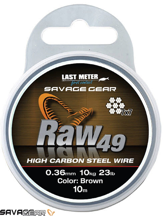 Savage gear Raw49 0.45 mm 16 kg 35 lb Uncoated Brown 10 m Çelik Tel