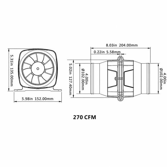 Seaflo Marin Blower 12V 102mm
