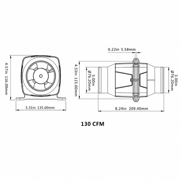 Seaflo Marin Blower 24V 76mm