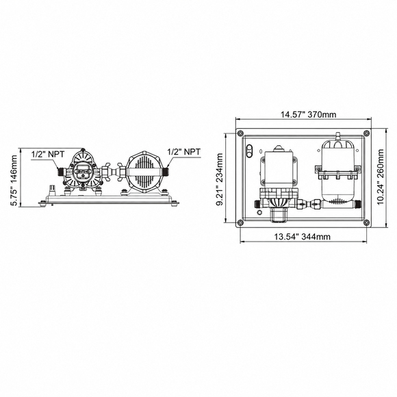 Seaflo Tanklı Hidrofor Seti 12V 11.3 L/dk - 0.75 Litre Tank