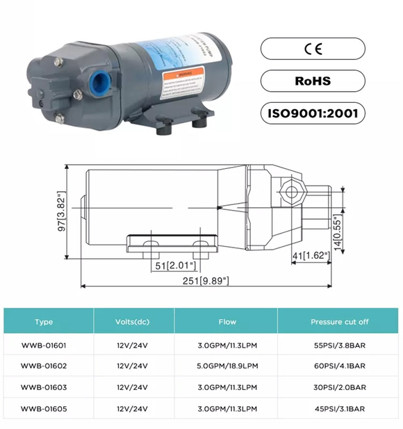 Shiyuan Wwb Hidrofor Pompası 11.3 Litre 55 Psi 24V