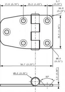 Southco Kapaklı Menteşe - Paslanmaz Çelik 36.5x56.7 mm