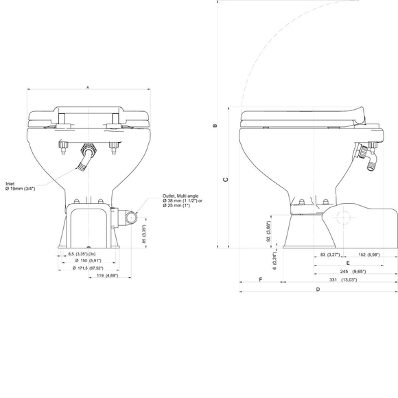 SPX FLOW Johnson Pump AquaT Elektrikli Sessiz Tuvalet Küçük Taş 24V