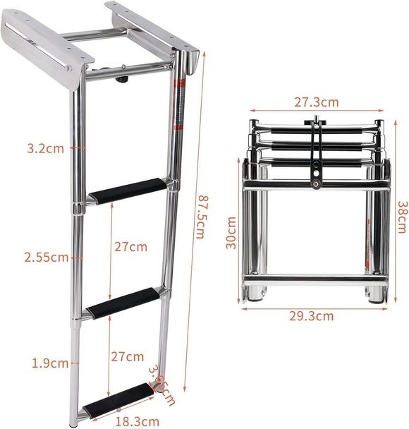 Teleskopik Merdiven 3lü Platform Altı Kızaklı 254x879 mm