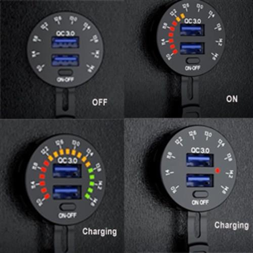 USB Hızlı Şarj Soketi Q3.0 +Led Voltmetreli Düğmeli