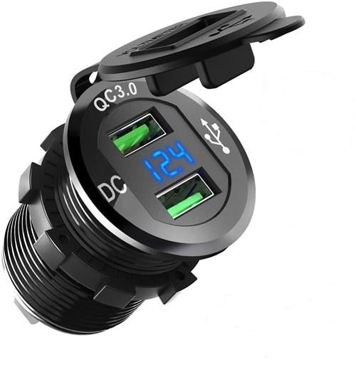 USB Hızlı Şarj Soketi Q3.0 + Voltmetre