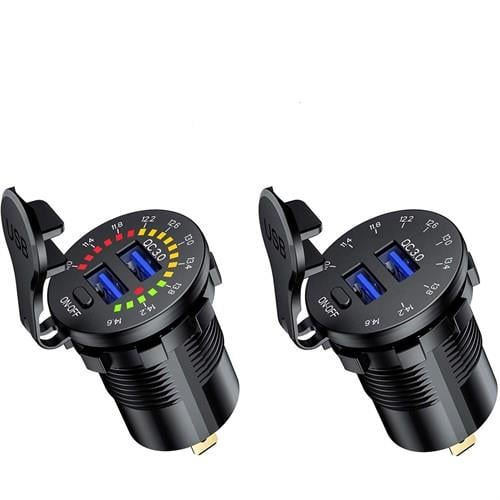 USB Hızlı Şarj Soketi Q3.0 +Led Voltmetreli Düğmeli