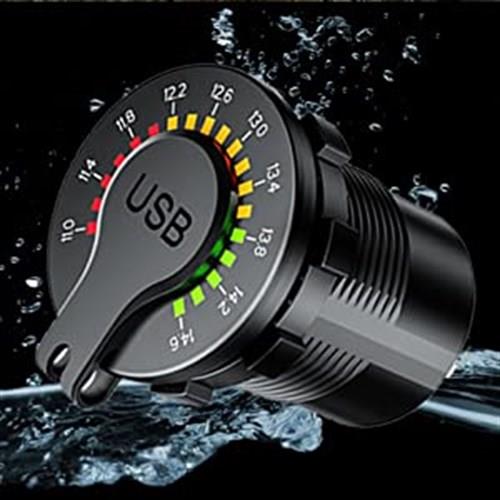 USB Hızlı Şarj Soketi Q3.0 +Led Voltmetreli Düğmeli