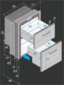 Vitrifrigo Buzdolabı ve Derin Dondurucu Model DW210.2 Buzdolabı: 104 Litre Dondurcu: 72 Litre