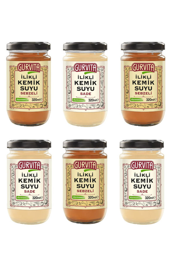 Gurvita Dana İlikli Kemik Suyu 3Ad Sade+3Ad Sebzeli 320 Ml 6'lı