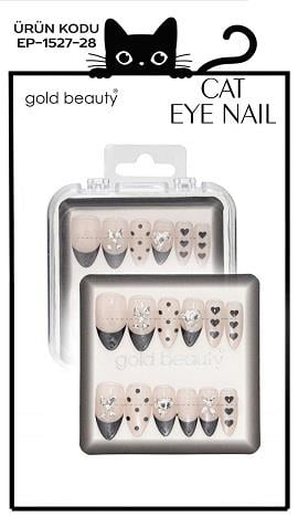 Gold Takma Tırnak Taşlı Seri Karma 12'li ve 24'Lü Ep-1527