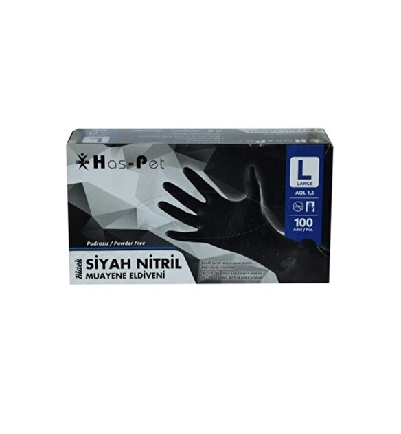 Haspet Vinil Muayene Eldiveni 100'lü Siyah 100'lü L