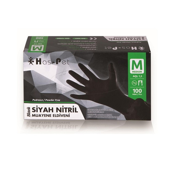 Haspet Vinil Muayene Eldiveni 100'lü Siyah 100'lü M