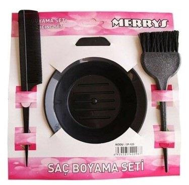 Merrys Boya Tası+Fırça+Tarak 3'lü