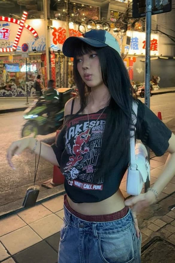チロスケ♡ Kırmızı Racing 27 Number Ek Askılı Y2K Kısa Kollu Crop