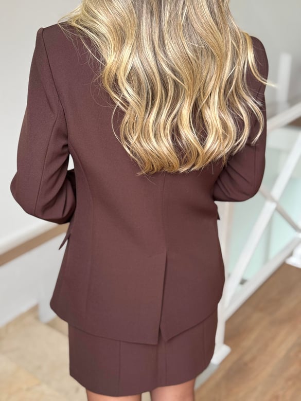  Premium Etekli Blazer Takım - Kahverengi