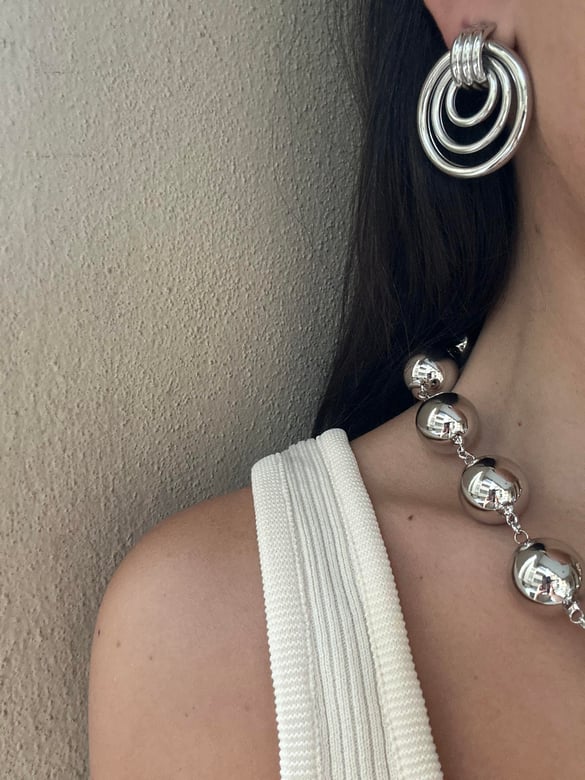 3 Sıralı Silver Halka Küpe