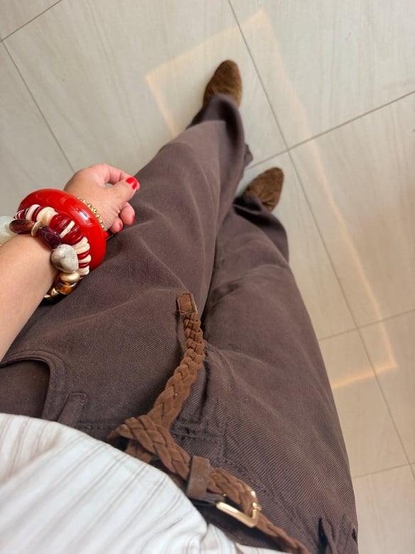 Premium Tensel Palazzo Denim Pantolon - Kahve