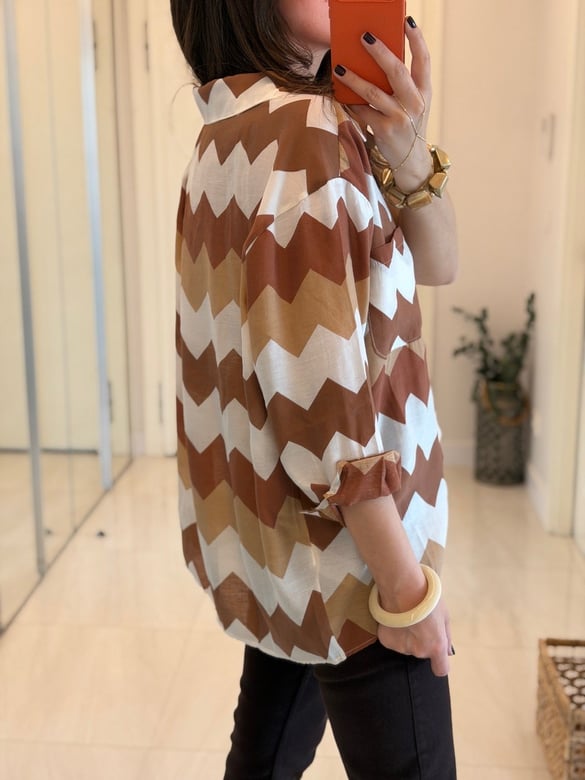 Zigzag Desenli Tensel Gömlek