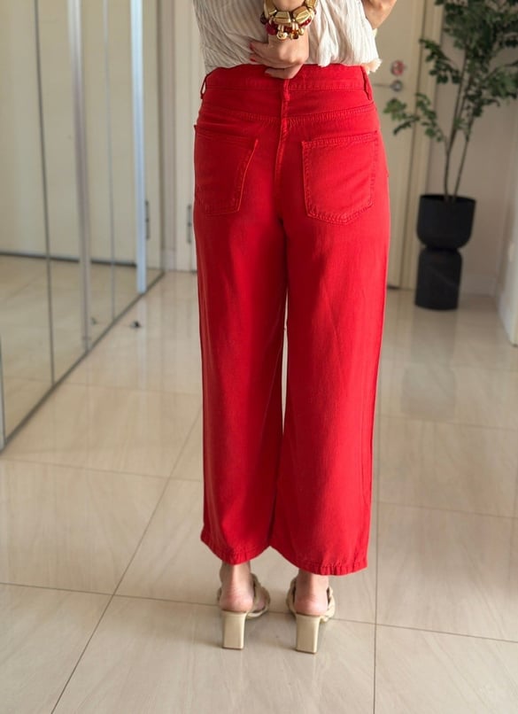 Premium Tensel Denim Pantolon - Kırmızı