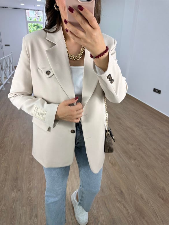 Armalı Blazer Ceket-Taş