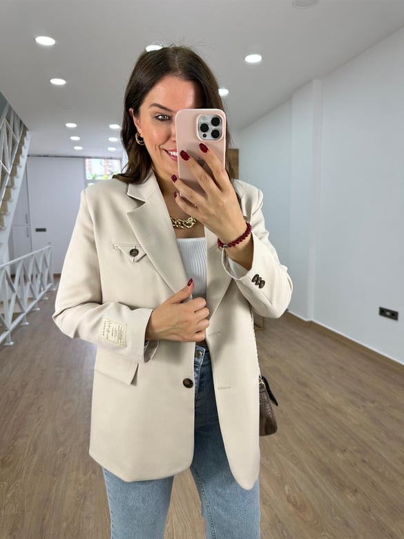 Armalı Blazer Ceket-Taş