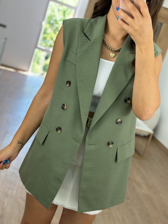 Astarlı Blazer Yelek-Çağla Yeşili