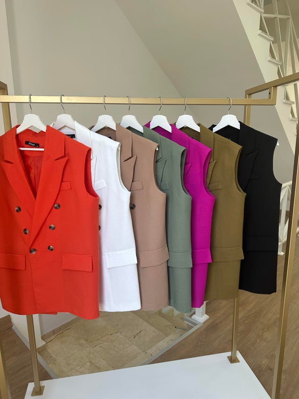 Astarlı Blazer Yelek-Camel