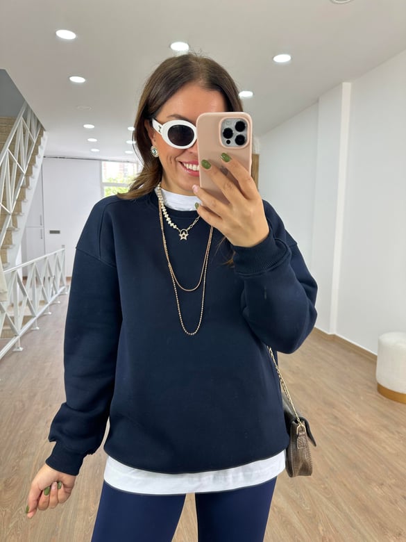 Basic Salaş Sweatshirt-Lacivert