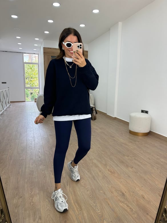 Basic Salaş Sweatshirt-Lacivert