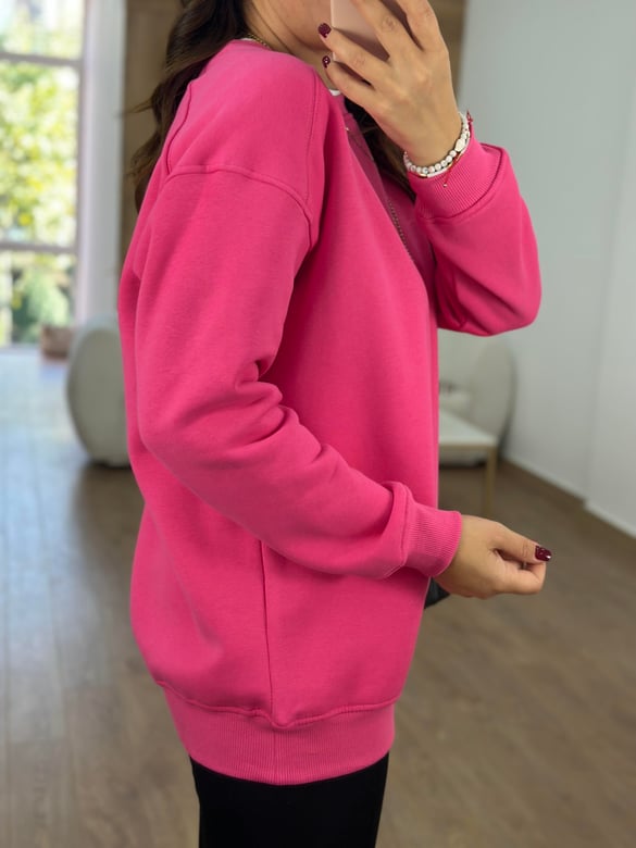 Basic Salaş Sweatshirt - Pembe