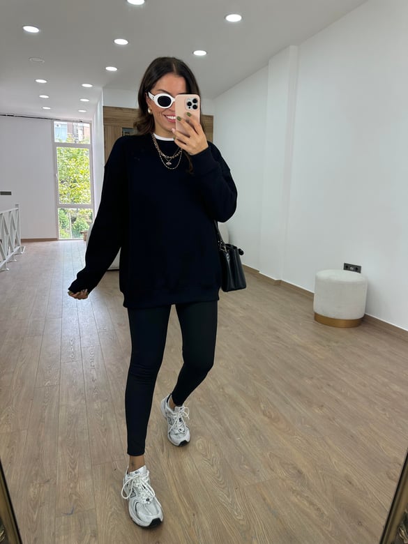 Basic Salaş Sweatshirt-Siyah