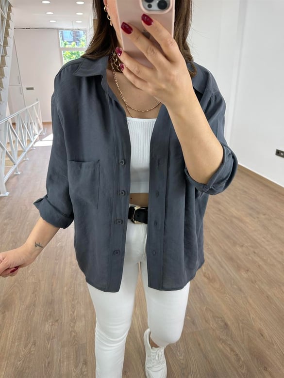 Basic Salaş Tnsel Gömlek-Antrasit