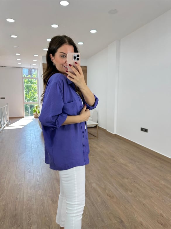 Basic Salaş Tnsel Gömlek-Mor