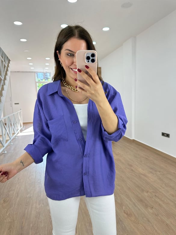 Basic Salaş Tnsel Gömlek-Mor