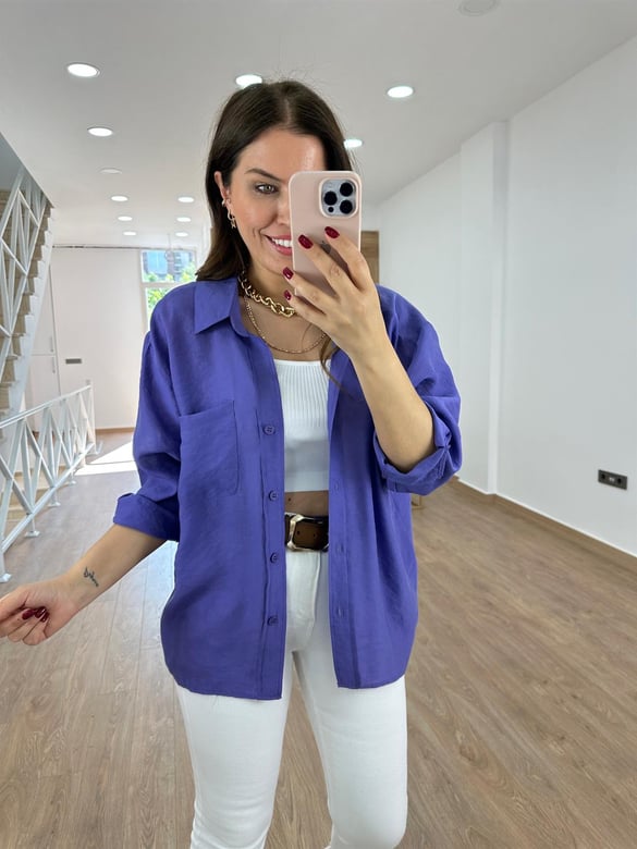 Basic Salaş Tnsel Gömlek-Mor